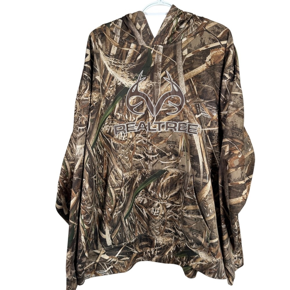 Realtree Performance Hoodie Mens 3XL Camo Pullover Sweatshirt Pocket Stretch